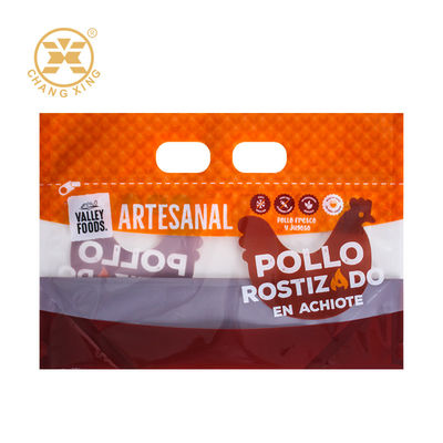Custom Hand Punch Hole Zipper Top Roast Chicken Packaging Bag Plastic Roast Grilled Chicken Bag