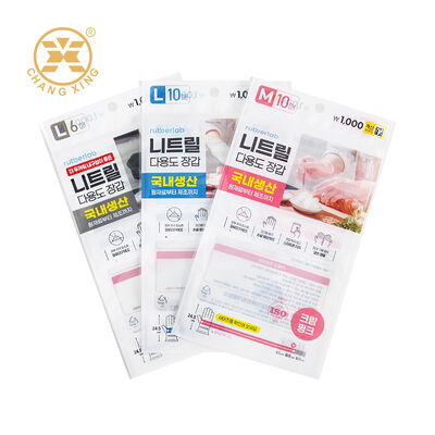 Gravure Printing Packaging Bag Laminated Zipper Pouch With Transparent Window  For Disposable Gloves