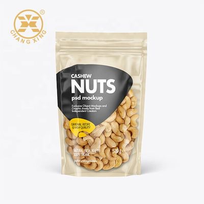 LDPE BOPP Frosted Clear Stand Up Pouch Mylar Packing Bags For Dry Fruits Nuts Snack