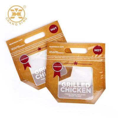 Roast Chicken Packaging bag with Zipper Window Anti fog Heat barrier Roasting chicken Pouches