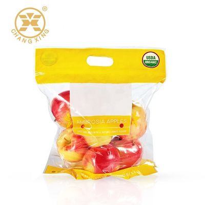 Grape Antifog Handle Transparent Stand Up Pouch With Zipper VMPET Fresh Fruit Packaging