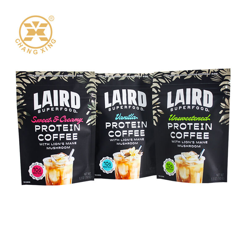 Custom Stand-Up Pouch Coffee Packaging Bag Moisture-Proof Plastic Protein Powder Bag Heat Sealing Coffee Bags
