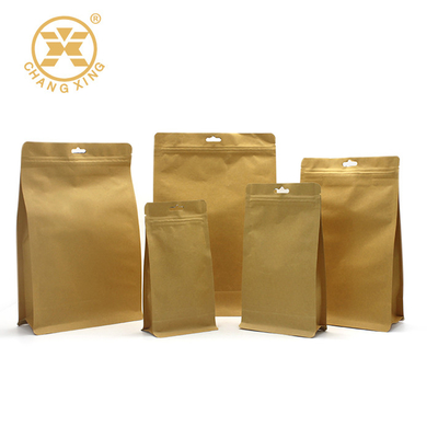 Zakken van de de Bodem Composteerbare Koffie van kraftpapier de Vlakke met Klep 16oz