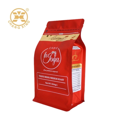 16oz Hoogglanzende zak met gebrande koffiebonen op doosbodem met ritssluiting en klep