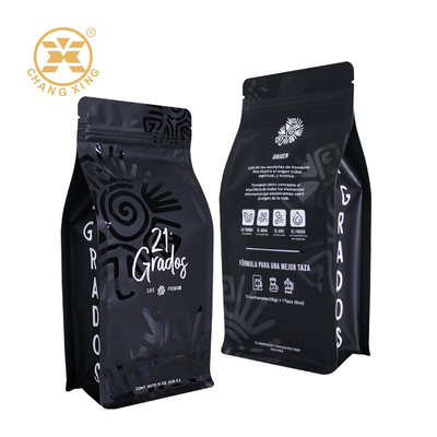 Vochtbestendig 15oz Flat bottom koffiezakken Staande ritszakken geschikt voor koffiebonen thee 250g 500g 1kg