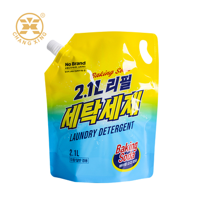 OEM 1L 2L Wasmiddel Verpakking Zakken Spout Pouch Wasverzachter Staande Pouch Met Spout