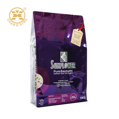 Aangepaste plastic basmati rijst verpakkingszakken hersluitbare zak met ritssluiting bedrukte rijstzakken 5kg