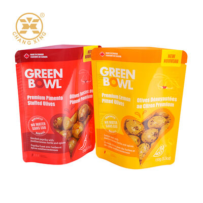 Aanpasbare snackverpakkingszakken met scheur- en opstapzakken geschikt voor verschillende soorten snacks