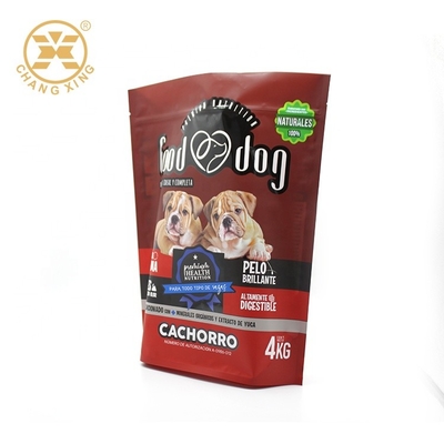 OEM van de tribune omhoog resealable zak 1kg 2kg 4kgs Voedsel voor huisdierenzak met plastic reclosable ritssluiting